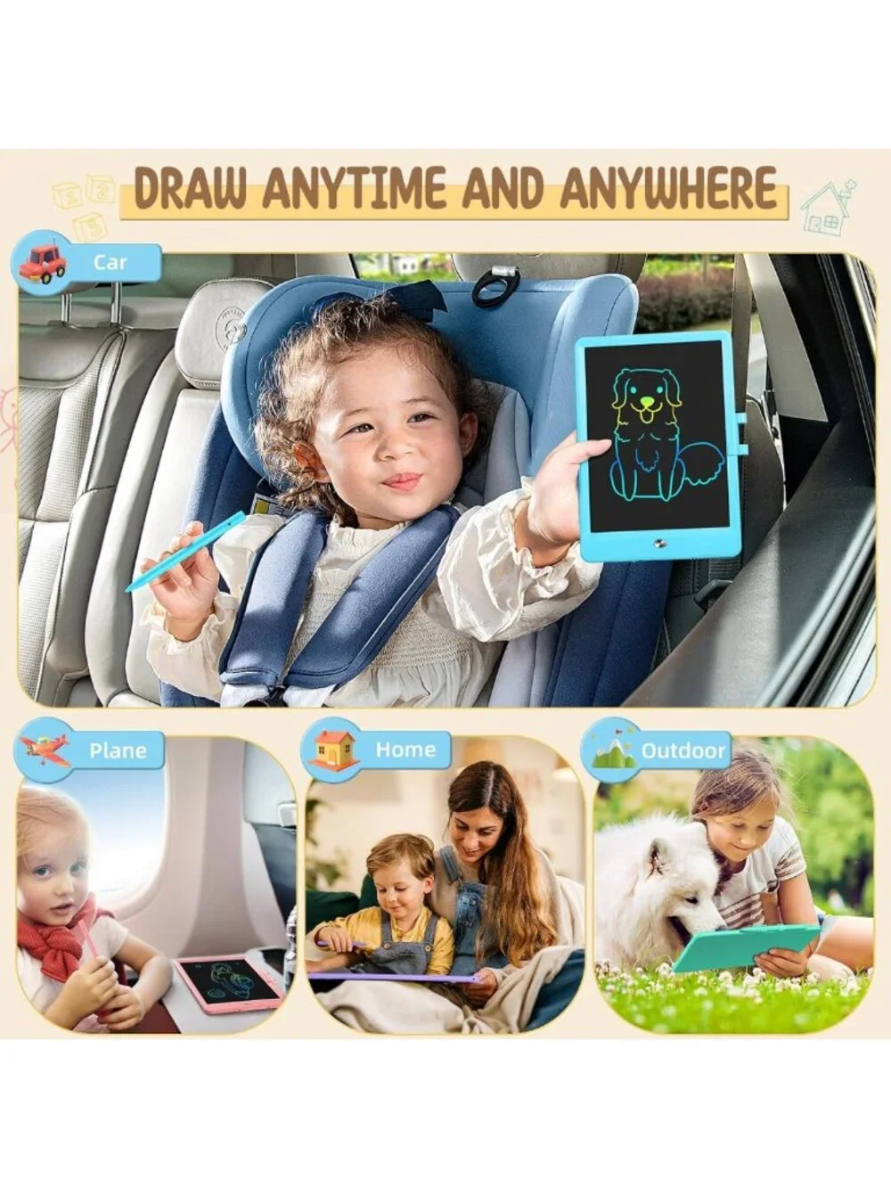 Colorful LCD Writing Tablet 2-Pack | Reusable Doodle Board for Kids, Educational